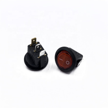 JEC 6A 250V JS-606-2AL-Q-RB-3H On Off On Illuminated Round Black Rocker Switch